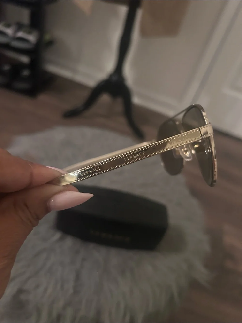 Versace Men’s Gold Frame Brown Mirrored Aviator Sunglasses